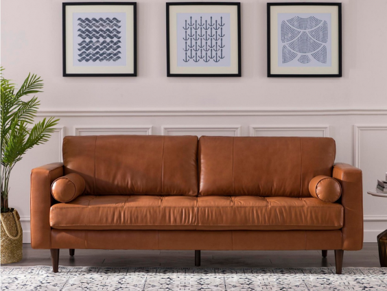 Nice Link Maebelle Leather Sofa with Tufted Seat And Back & Reviews - Furniture - Macy's